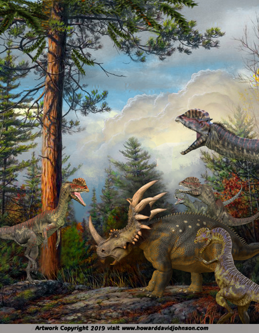 Styracosaurus dinosaur art paleoart painting illustration scientific