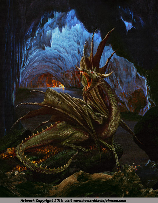 great dragon nidhoggr Nhggr cave picture fine art fantasy 