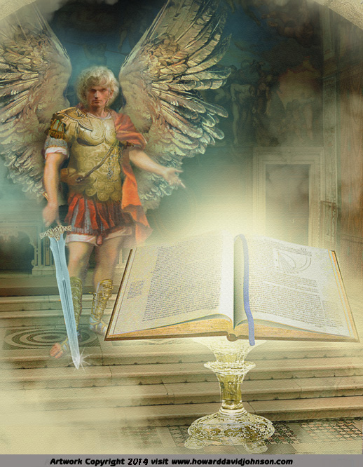 The BOOK of LIFE (Archangel in Heaven with open book)