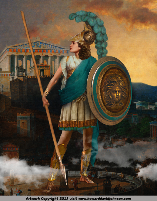 greek paintings athena goddess athens