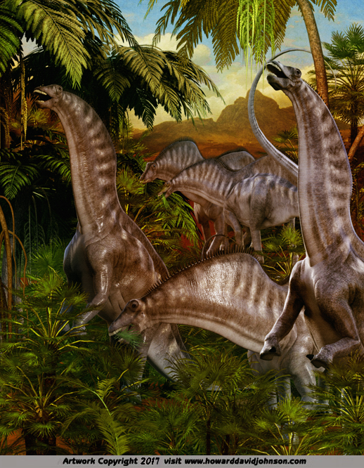 paleo art dinosaur painting feeding sauropods