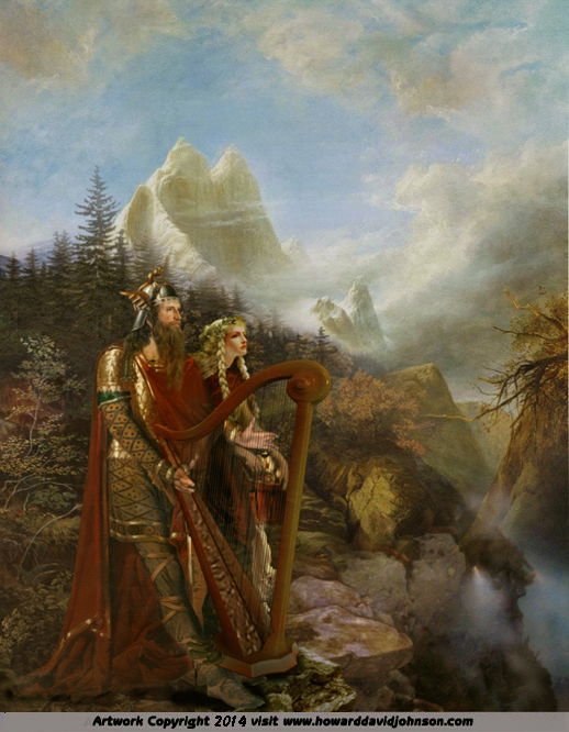 painting Bragi norse god of poetry