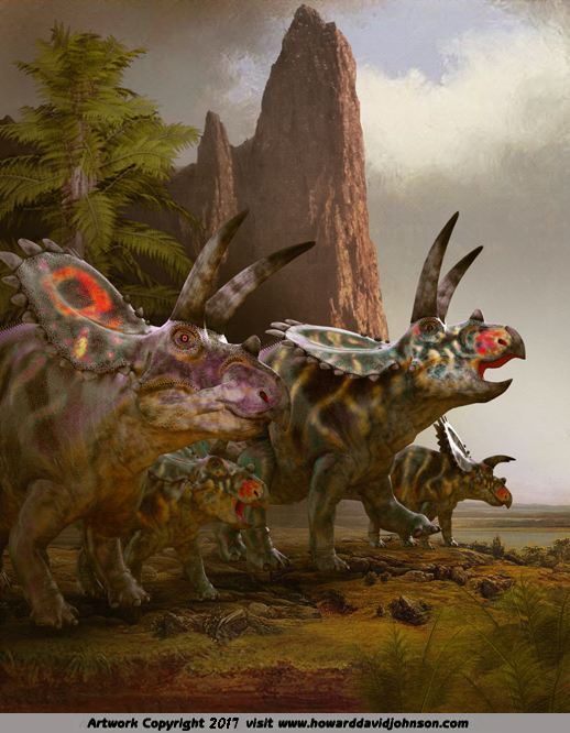 Triceratops paleo art dinosaur painting