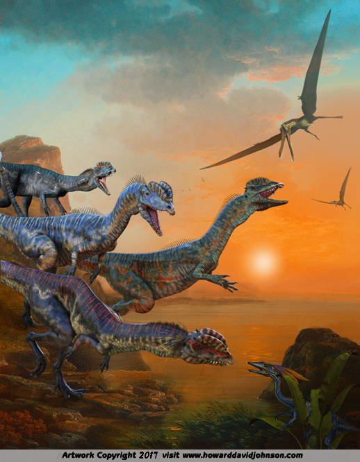 Dilophosaurus paleo art dinosaur painting
