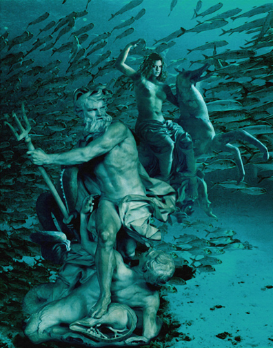big three greek legend painting underwater art deepsea