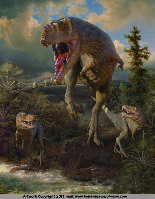Young T rex paleo art dinosaur painting