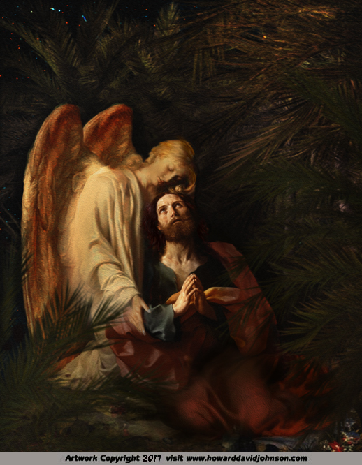 Ministering Angel art Painting Christ at Gethsemane