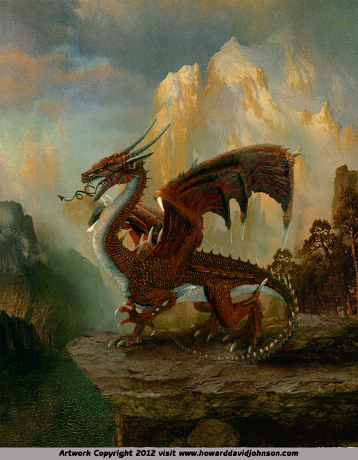 red dragon painting drake flyer monster