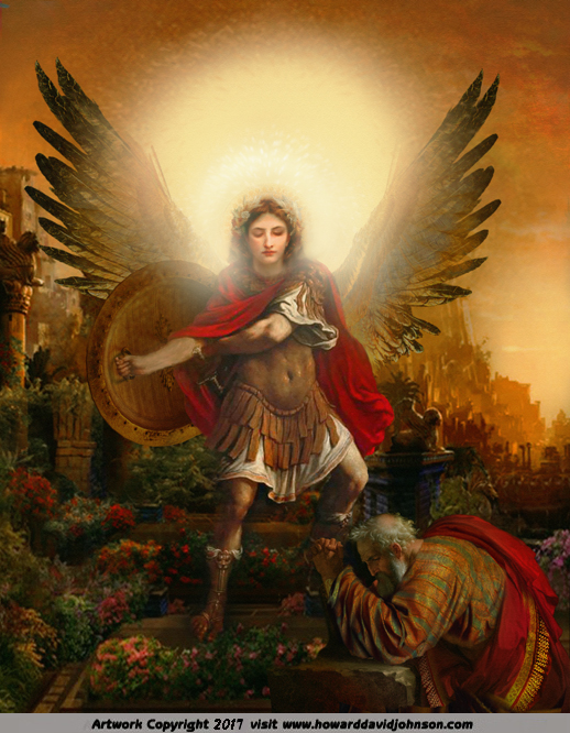 Archangel Gabriel appears to the Prophet Daniel painting art Bible Angel