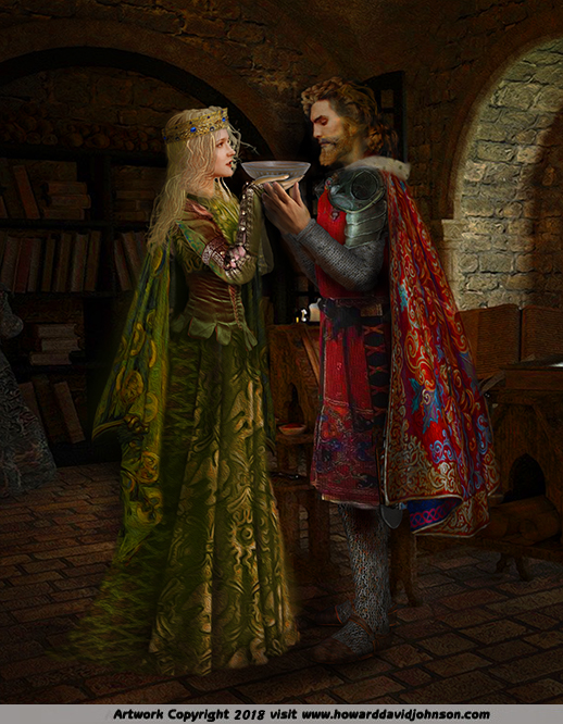 Painting of The Betrothal of King Arthur and Guinevere King Arthur art illustration