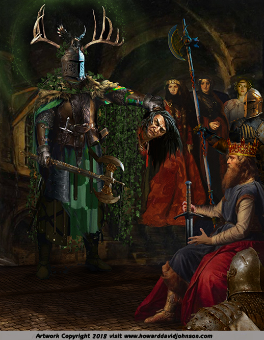 The Green Knight king Arthur painting Art