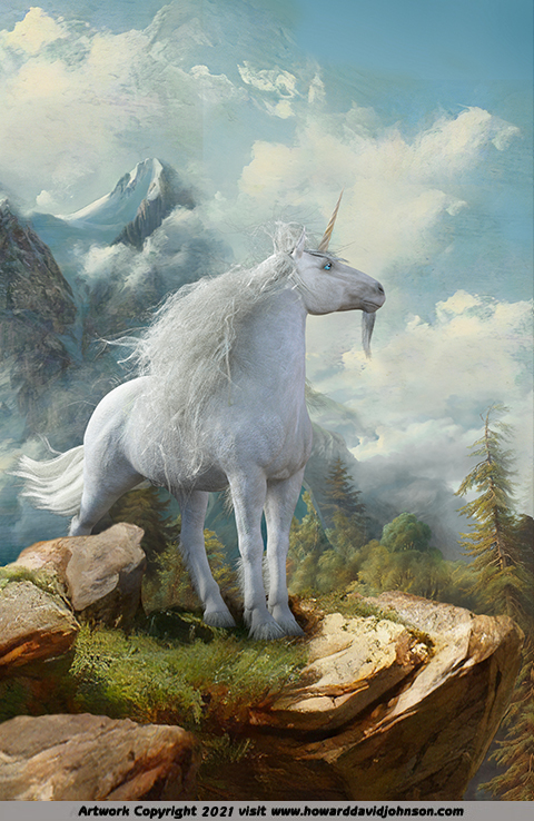 Unicorn Mountain fantasy art painting poster wallpaper UNICORN ART