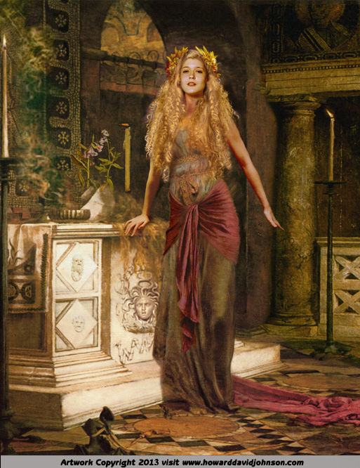 Oracle Mythic women art mythology Greek Roman Painting Colored Pencil